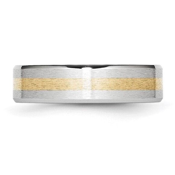 Chisel Cobalt 14k Gold Inlay Satin & Polished 6mm Band
